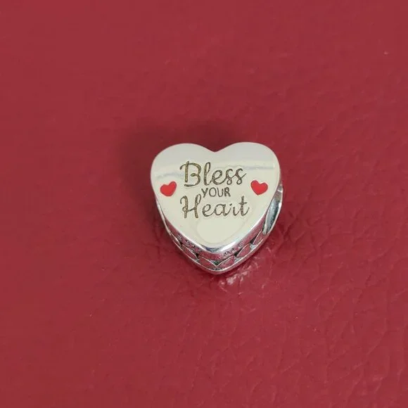 Pandora Bless Your Heart Charm Bead Bracelet Pendant S925 Silver with box - Picture 2 of 7